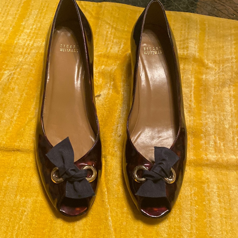 Stuart Weitzman tortoise peekaboo pumps